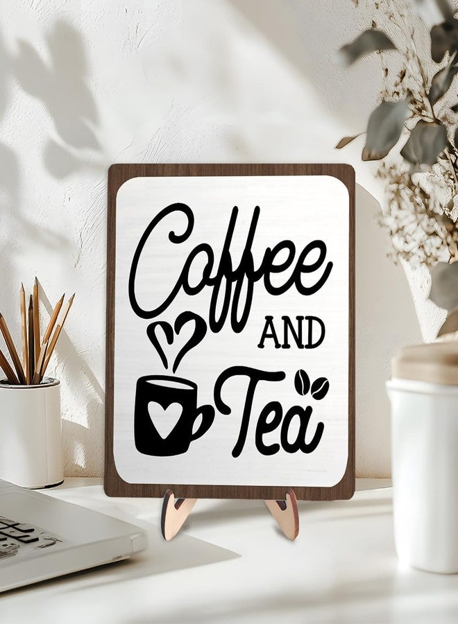 DMADNF Coffee Bar Sign Plaque, Coffee Signs for Coffee Station, Vintage Coffee Sign Decor for Kitchen, Coffee Bar Accessories, Coffee Themed Gifts, Farmhouse Cafe Sign,Coffee & Tea Bar Decor Signs (White&Brown, 5.9x5.9inches) - Image 3